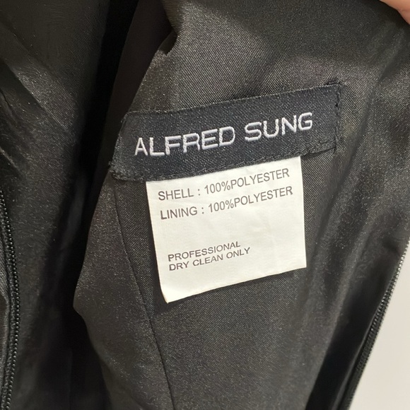 NWT Alfred Sung Formal Striped Skirt Satin Twill Pockets Sleeveless Maxi Dress - Picture 10 of 12